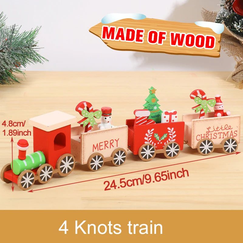 Festive Mini Christmas Express Train Tabletop Decoration (4-Car Wooden & Plastic Sets)