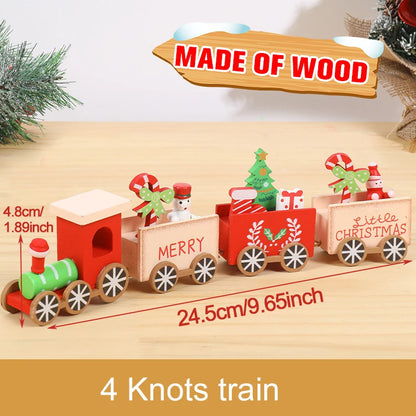 Festive Mini Christmas Express Train Tabletop Decoration (4-Car Wooden & Plastic Sets)
