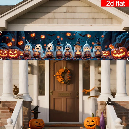 Spooky Ghosts & Pumpkins Halloween Banner – Outdoor Yard, Fence & Porch Party Decoration