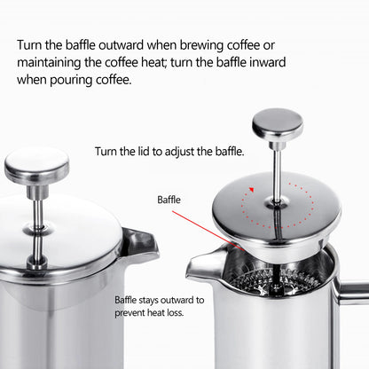 Premium Stainless Steel French Press Coffee Maker