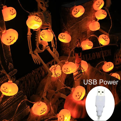 Spooky Glowing Halloween LED String Lights – Jack-o'-Lanterns; Eyeballs