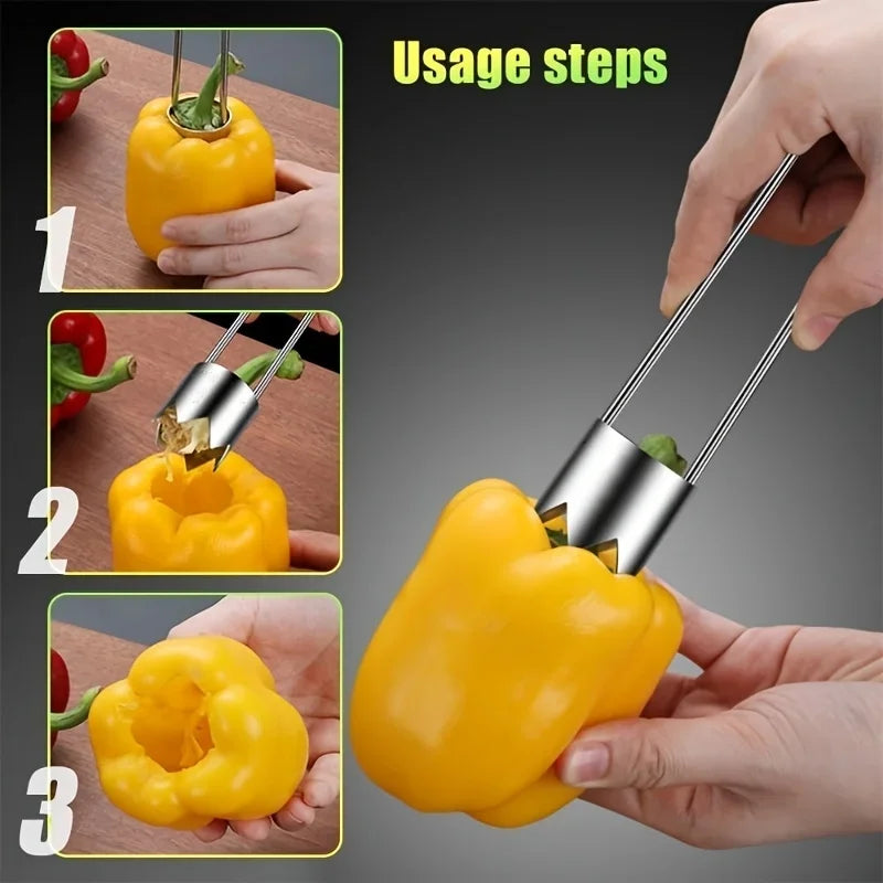 Stainless Steel Pepper & Vegetable Corer Tool – Easy Seed Remover
