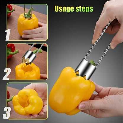 Stainless Steel Pepper & Vegetable Corer Tool – Easy Seed Remover