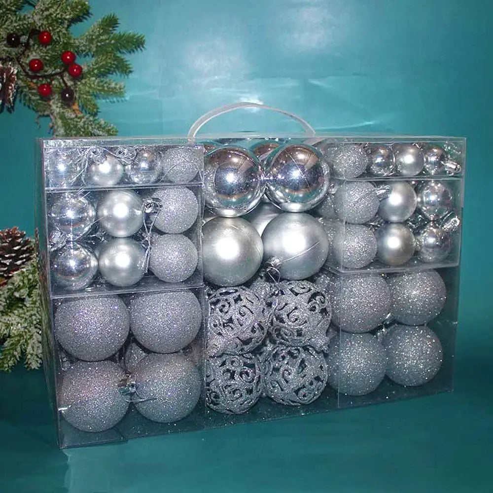 Shatterproof Christmas Tree Ornament Set – Multi-Finish Holiday Baubles with Storage Case (Gold, Silver, Red, Bronze)100PCS