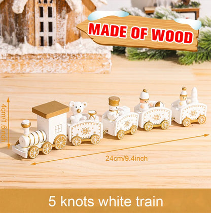 Festive Mini Christmas Express Train Tabletop Decoration (4-Car Wooden & Plastic Sets)