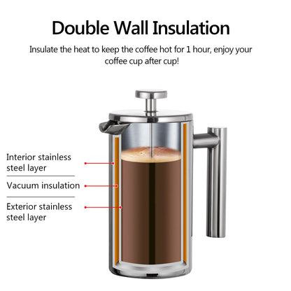 Premium Stainless Steel French Press Coffee Maker
