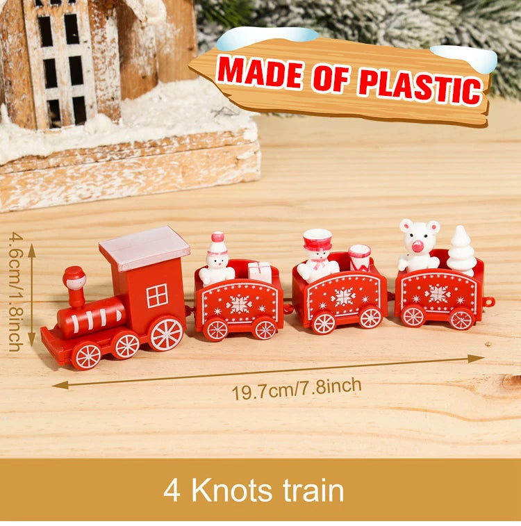 Festive Mini Christmas Express Train Tabletop Decoration (4-Car Wooden & Plastic Sets)