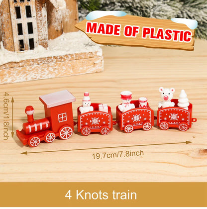 Festive Mini Christmas Express Train Tabletop Decoration (4-Car Wooden & Plastic Sets)