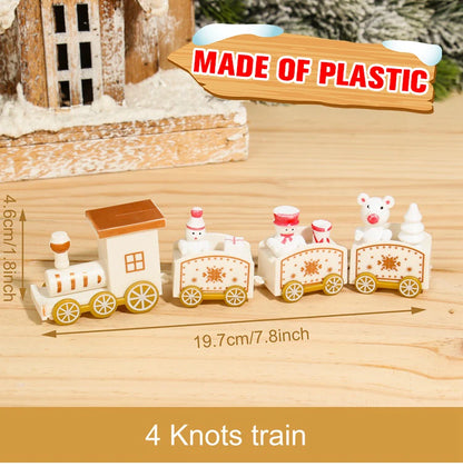 Festive Mini Christmas Express Train Tabletop Decoration (4-Car Wooden & Plastic Sets)