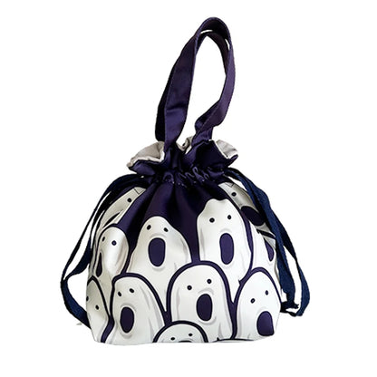 Spooky Halloween Drawstring Treat Bag – Reusable Trick-or-Treat Candy Pouch with Handles