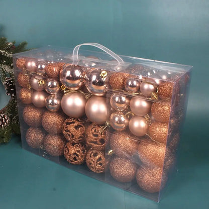Shatterproof Christmas Tree Ornament Set – Multi-Finish Holiday Baubles with Storage Case (Gold, Silver, Red, Bronze)100PCS