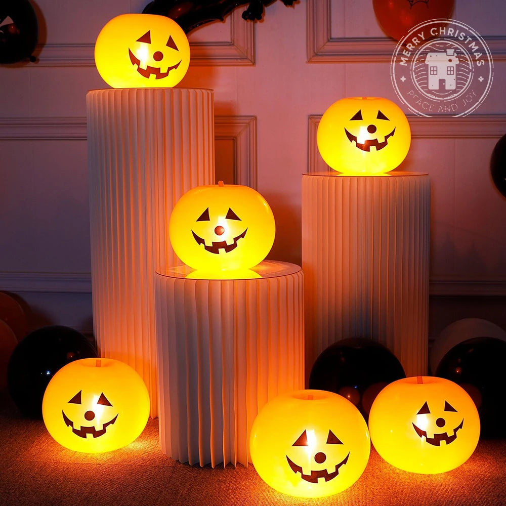 Luminous LED Pumpkin Balloons – Halloween Party Decor (5 & 20 Packs)