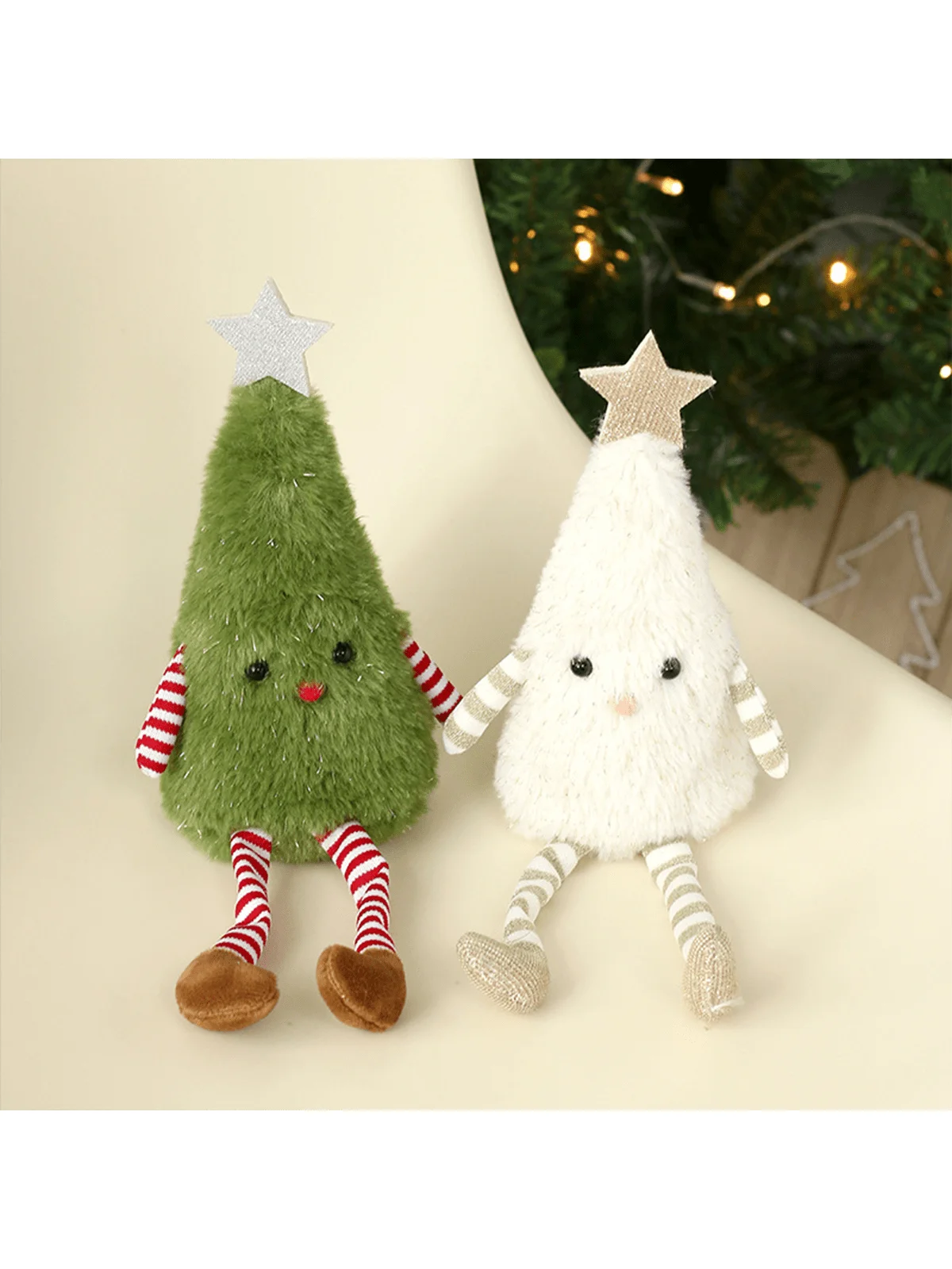 Cozy Holiday Plush Tree Shelf Sitter – Whimsical Christmas Tabletop Decor