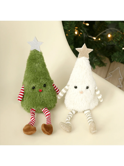 Cozy Holiday Plush Tree Shelf Sitter – Whimsical Christmas Tabletop Decor