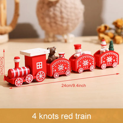 Festive Mini Christmas Express Train Tabletop Decoration (4-Car Wooden & Plastic Sets)