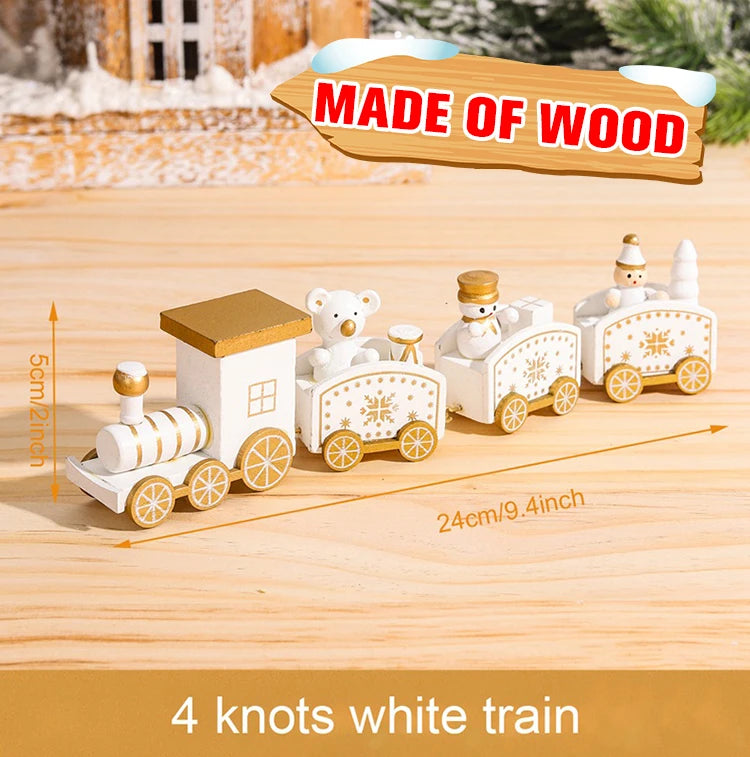 Festive Mini Christmas Express Train Tabletop Decoration (4-Car Wooden & Plastic Sets)