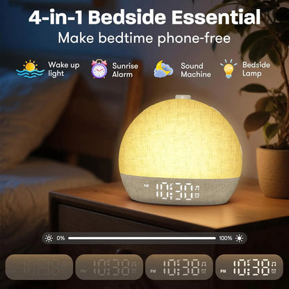 4-in-1 Smart Sunrise Alarm Clock & Ambient Sound Machine