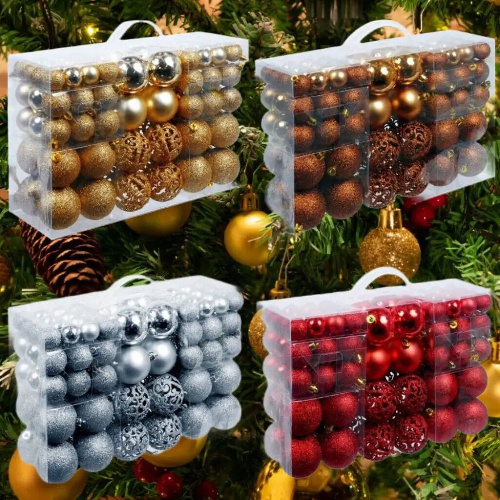Shatterproof Christmas Tree Ornament Set – Multi-Finish Holiday Baubles with Storage Case (Gold, Silver, Red, Bronze)100PCS
