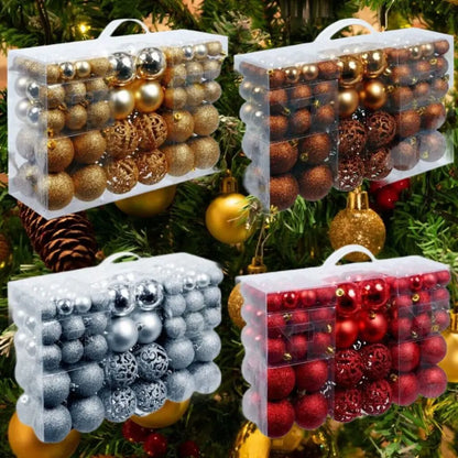 Shatterproof Christmas Tree Ornament Set – Multi-Finish Holiday Baubles with Storage Case (Gold, Silver, Red, Bronze)100PCS