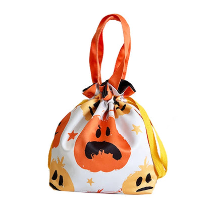 Spooky Halloween Drawstring Treat Bag – Reusable Trick-or-Treat Candy Pouch with Handles