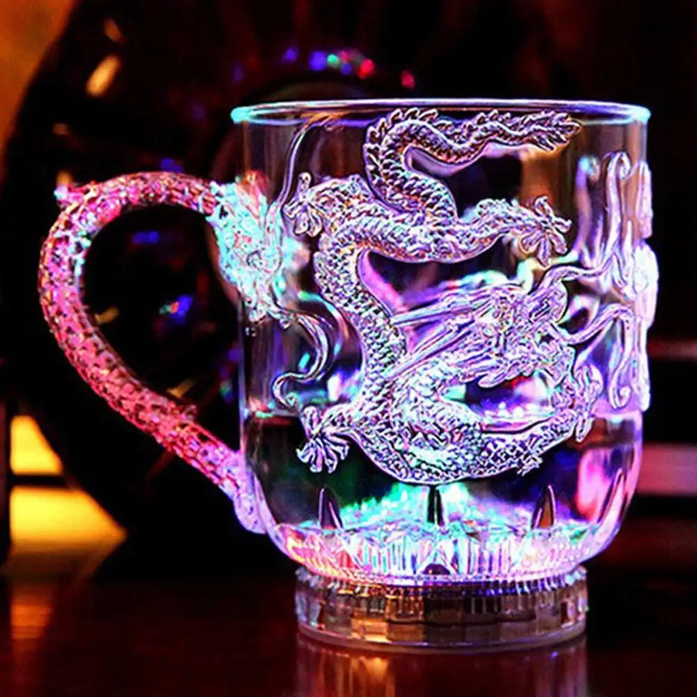 Magical Dragon LED Light-Up Flash Cup — Automatic Water-Activated Glowing Beverage Tumbler (285ml)
