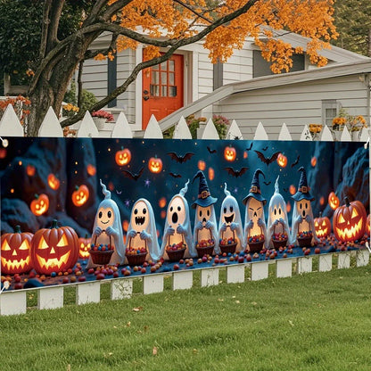 Spooky Ghosts & Pumpkins Halloween Banner – Outdoor Yard, Fence & Porch Party Decoration