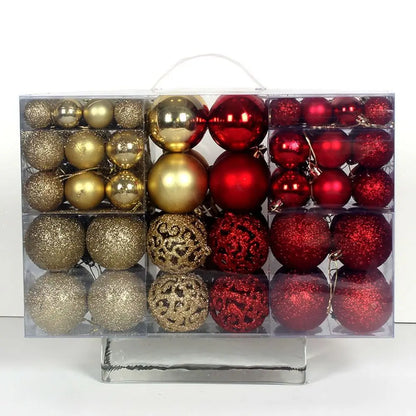Shatterproof Christmas Tree Ornament Set – Multi-Finish Holiday Baubles with Storage Case (Gold, Silver, Red, Bronze)100PCS