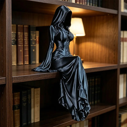 Gothic Hooded Sorceress Shelf Sitter Figurine | Dark Academia & Witchy Home Decor