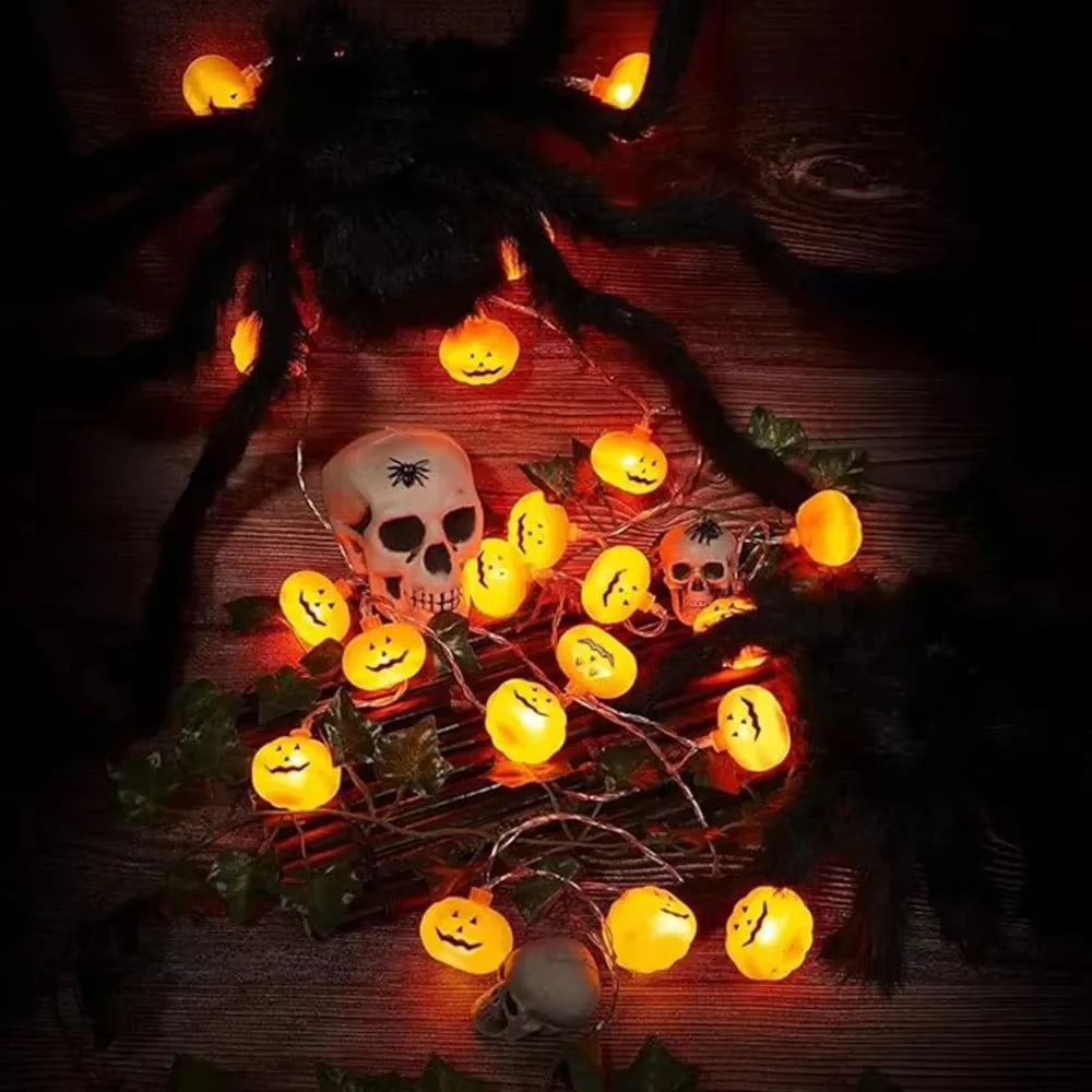 Halloween Pumpkin String Lights – Battery-Powered Jack-O'-Lantern Party LED Decor