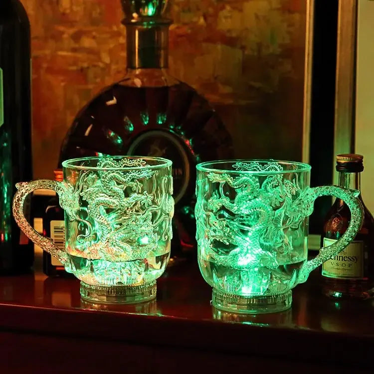 Magical Dragon LED Light-Up Flash Cup — Automatic Water-Activated Glowing Beverage Tumbler (285ml)