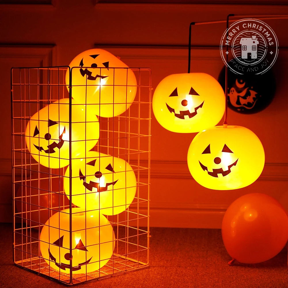 Luminous LED Pumpkin Balloons – Halloween Party Decor (5 & 20 Packs)