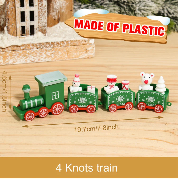 Festive Mini Christmas Express Train Tabletop Decoration (4-Car Wooden & Plastic Sets)