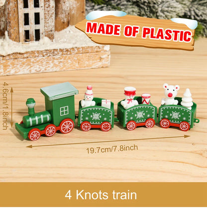 Festive Mini Christmas Express Train Tabletop Decoration (4-Car Wooden & Plastic Sets)