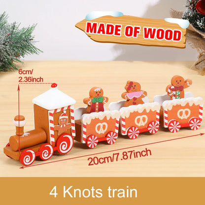 Festive Mini Christmas Express Train Tabletop Decoration (4-Car Wooden & Plastic Sets)