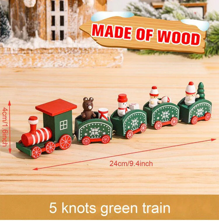 Festive Mini Christmas Express Train Tabletop Decoration (4-Car Wooden & Plastic Sets)
