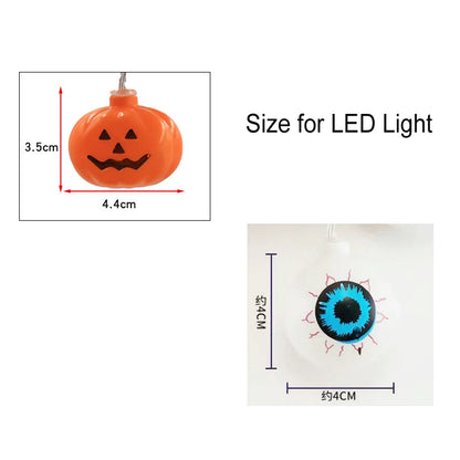 Spooky Glowing Halloween LED String Lights – Jack-o'-Lanterns; Eyeballs