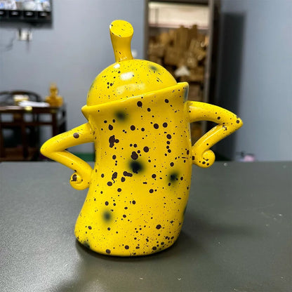 Creative Forked Waist Cup Mugs Foodjars Retro Spotted Cup for Kitchen Storage Jars with Lids Coffee Tea Sugar Spices Kitchenware