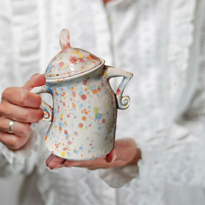 Creative Forked Waist Cup Mugs Foodjars Retro Spotted Cup for Kitchen Storage Jars with Lids Coffee Tea Sugar Spices Kitchenware