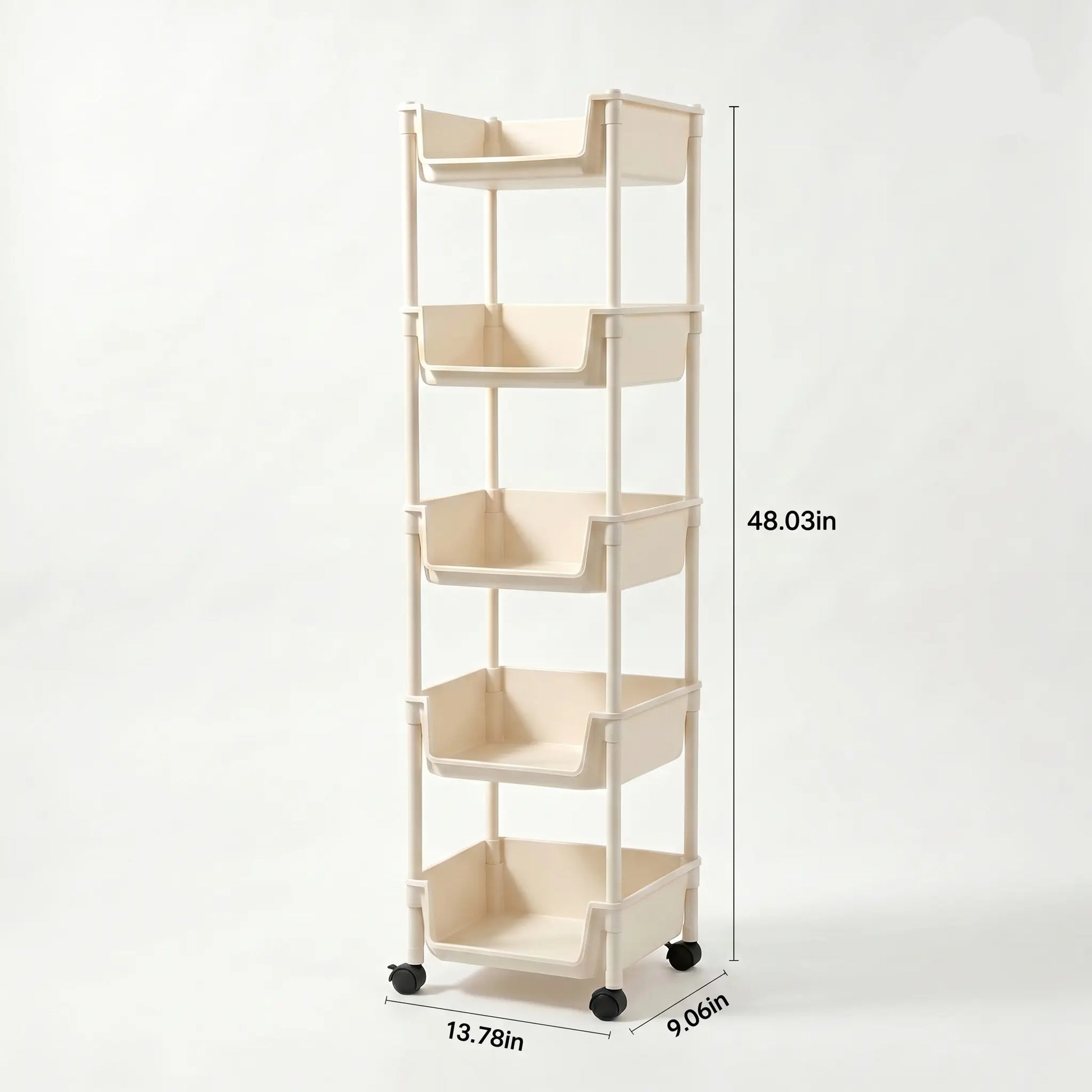 Rolling Storage Cart with Wheels, Multi-Layer Freestanding Shelf, Adjustable Space Saving Plastic Organizer for Bedroom Bathroom Kitchen Living Room, Portable Home Storage Unit, Easy Install, 2026 Semiannual Sale
