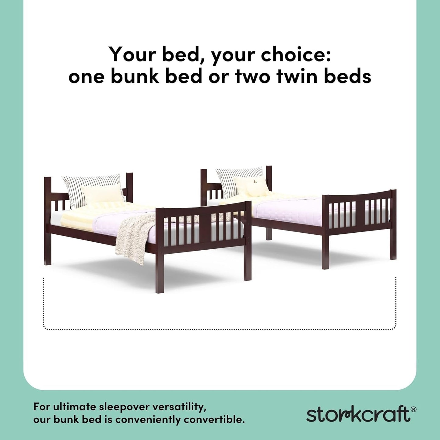 Caribou Twin-Over-Twin Bunk Bed – GREENGUARD Gold Certified Bunk Bed for Kids Bedroom, Converts to 2 Individual Twin Beds, No Box Spring Required (Espresso)