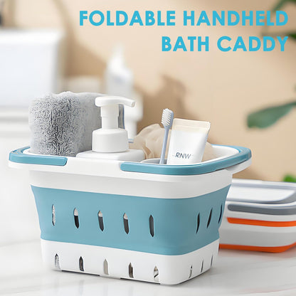 Portable Shower Caddy Tote – Collapsible Plastic Basket with Handles, Foldable Storage Organizer for Bathroom, Kitchen, College Dorm, Gym, Travel & Camping, Blue