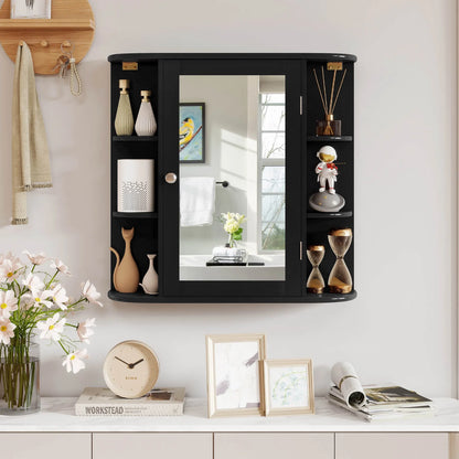 Multipurpose Mount Wall Surface Bathroom Storage Cabinet Mirror Black