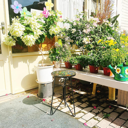 Mosaic Birds Outdoor Side Tea Table, Glass Plant Tables Indoor Decorative Metal Patio Table, Outdoor Tables Unique Furniture - Weather-Resistant Patio Valentine'S Day Decor