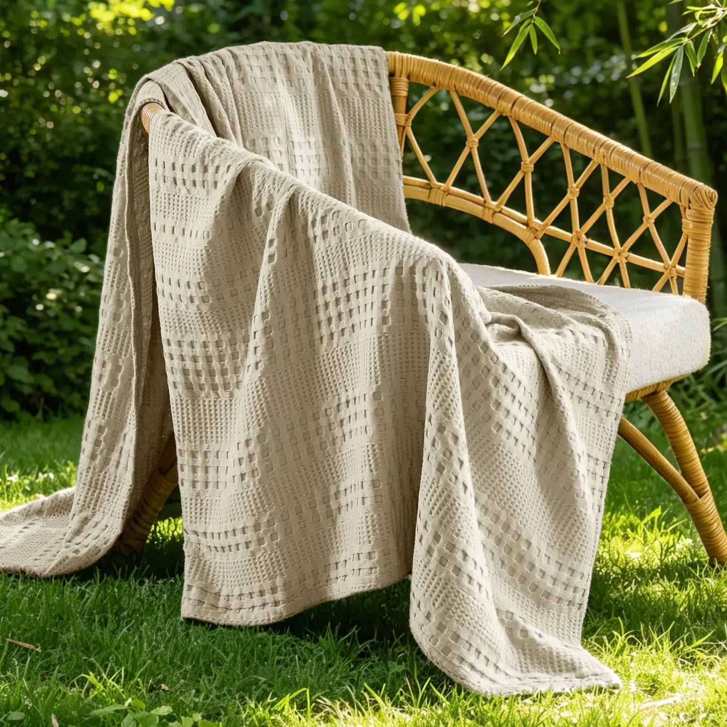 Dealsforyoudays - BEDELITE Cooling Waffle Blanket, Lightweight Breathable Cotton Summer Blanket of Rayon Derived from Bamboo for Hot Sleepers, Soft Cozy Blankets with Ideal Weight for Bed, Gift Idea