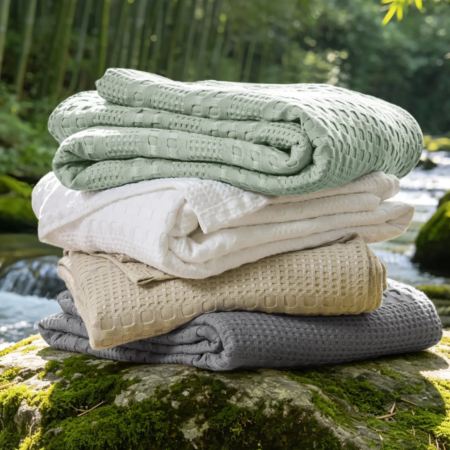 Dealsforyoudays - BEDELITE Cooling Waffle Blanket, Lightweight Breathable Cotton Summer Blanket of Rayon Derived from Bamboo for Hot Sleepers, Soft Cozy Blankets with Ideal Weight for Bed, Gift Idea