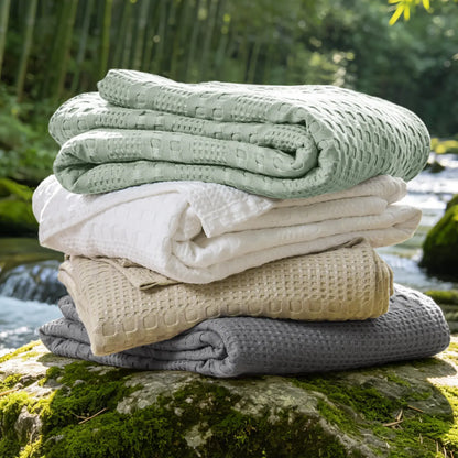 Dealsforyoudays - BEDELITE Cooling Waffle Blanket, Lightweight Breathable Cotton Summer Blanket of Rayon Derived from Bamboo for Hot Sleepers, Soft Cozy Blankets with Ideal Weight for Bed, Gift Idea