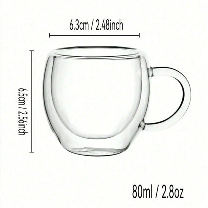 6-Piece Espresso Set, Double-Walled Design, Coffee Glass Cup, Perfect for Coffee Lovers, Great Value, Ideal for Daily Use, Enhance Your Brewing Experience, Glass Espresso Cups