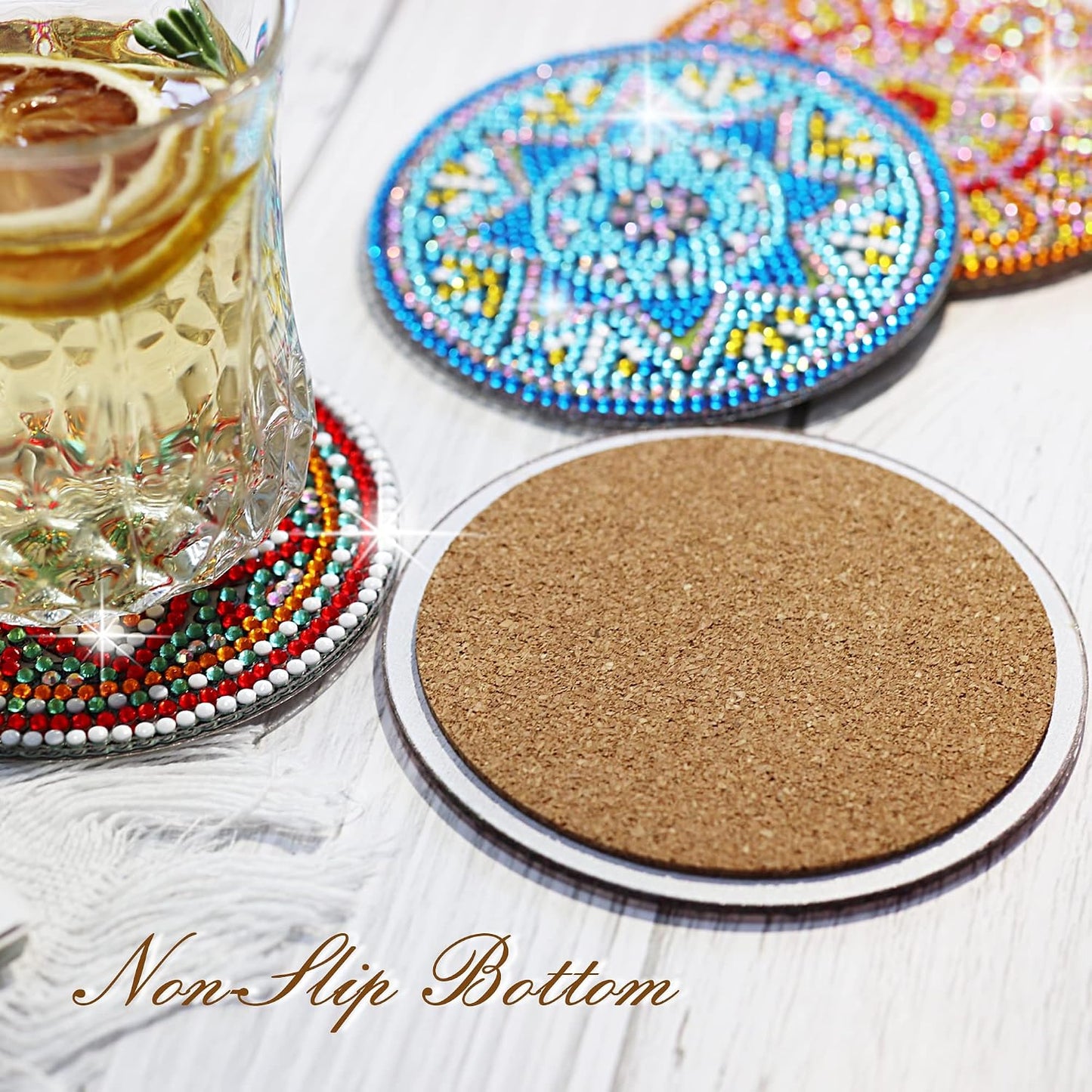 6 Pcs Diamond Painting Coasters with Holder, Mandala Diamond Art Coasters Kits for Beginners, Adults Small Diamond Painting Kit Art Craft Supplies
