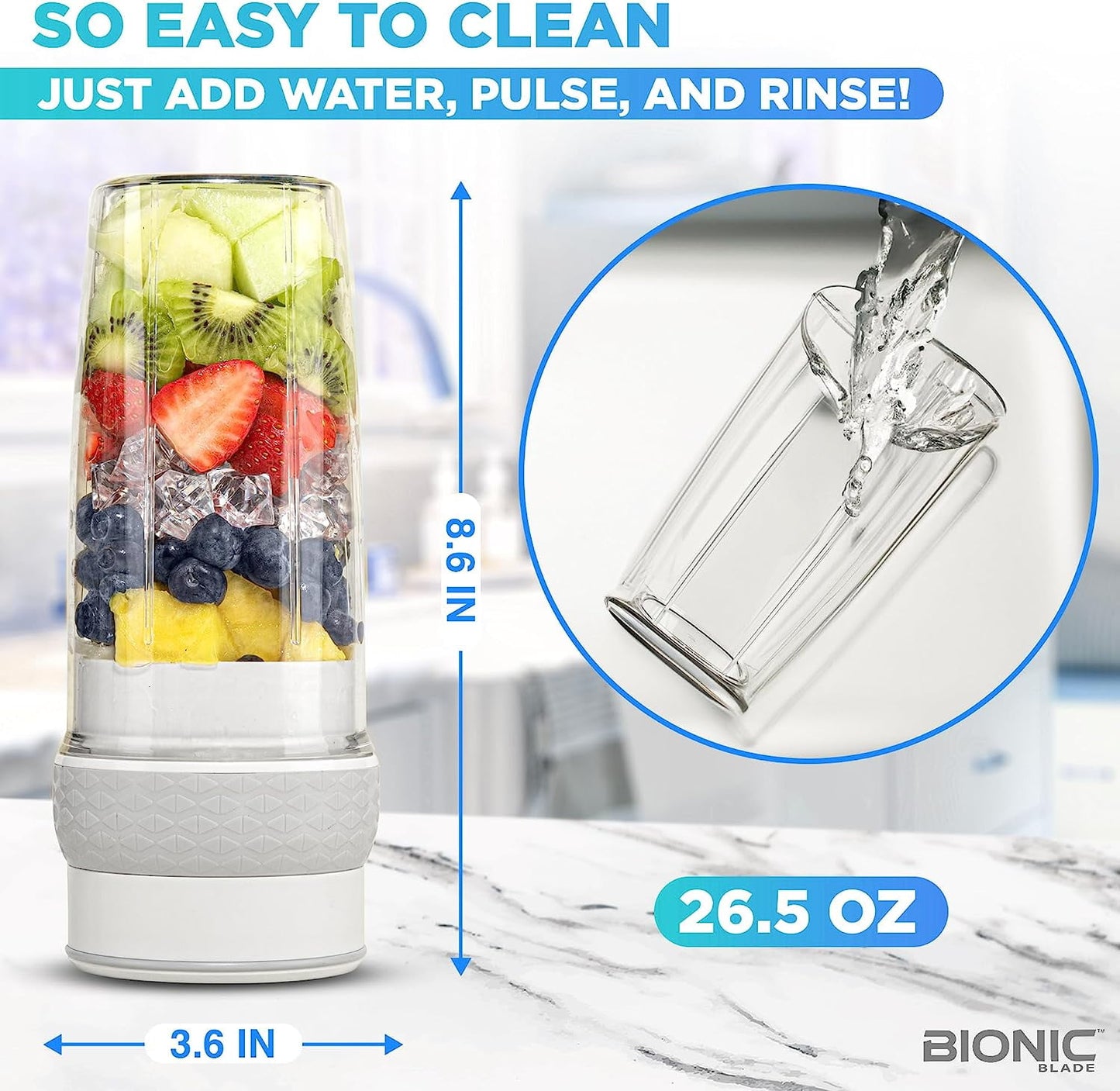 Bionic Blade Portable Rechargeable Blender - Perfect for Smoothies, Protein Shakes, and Baby Food on the Go!