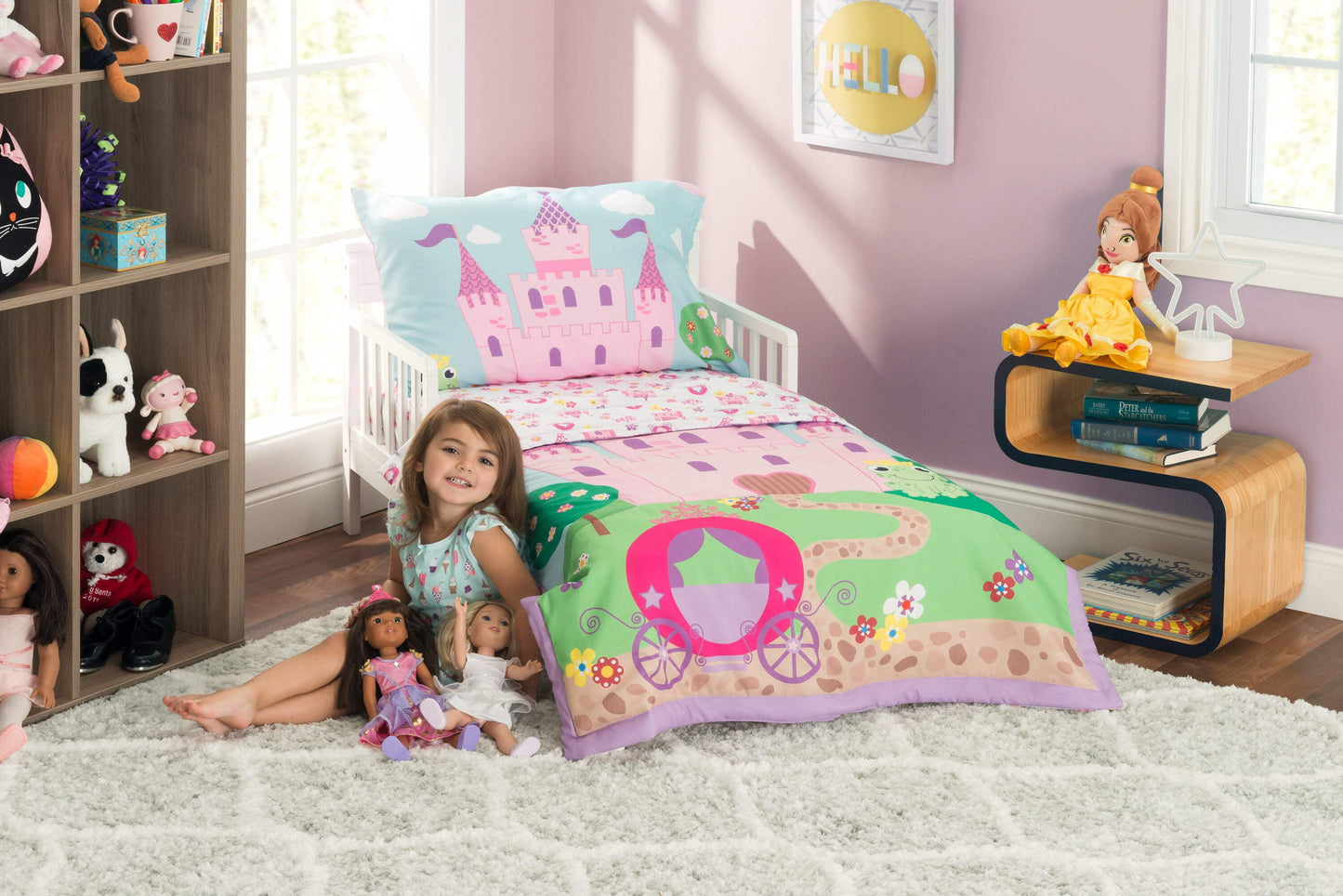 Toddler/Child Printed Microfiber/Polyester Reversible Bedding Sets, Toddler Bed, 4-Pieces